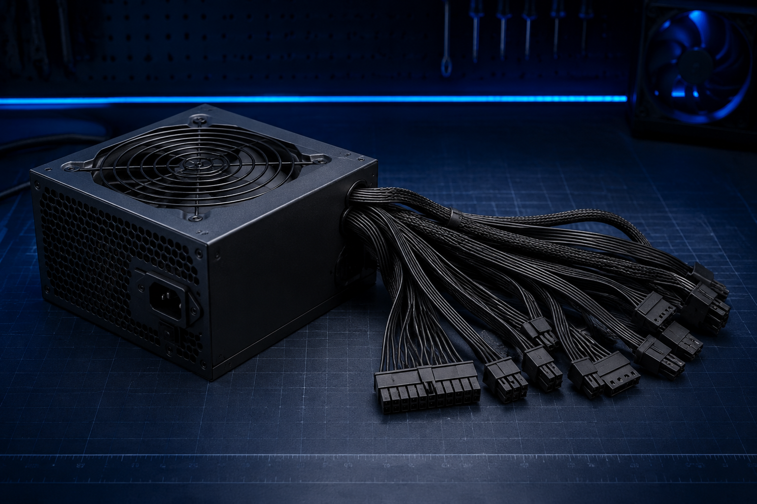 Fuente no modular con todos los cables fijos